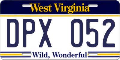 WV license plate DPX052