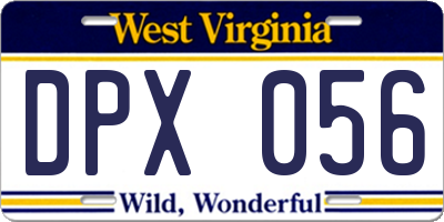WV license plate DPX056
