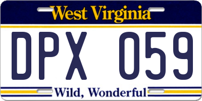 WV license plate DPX059