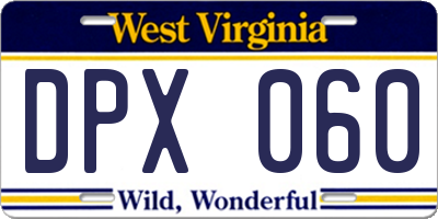 WV license plate DPX060