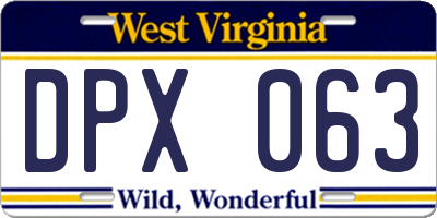 WV license plate DPX063