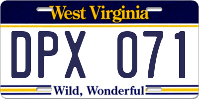 WV license plate DPX071