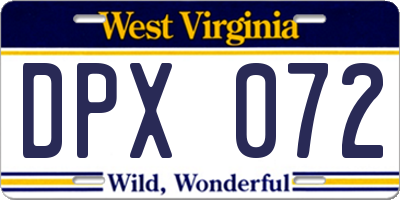 WV license plate DPX072