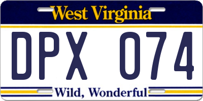 WV license plate DPX074