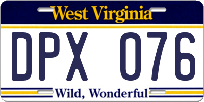 WV license plate DPX076