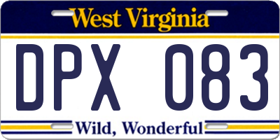 WV license plate DPX083
