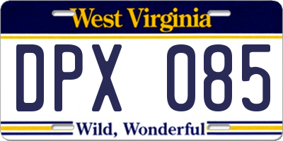 WV license plate DPX085