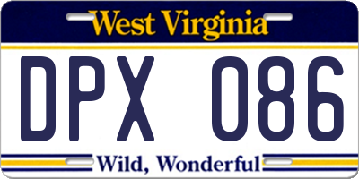 WV license plate DPX086