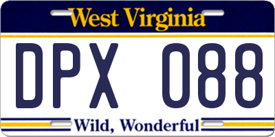 WV license plate DPX088