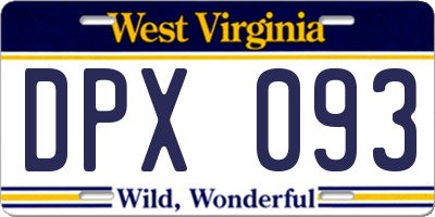 WV license plate DPX093