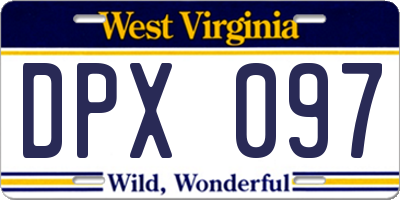 WV license plate DPX097