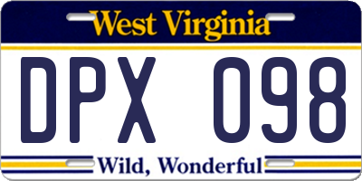 WV license plate DPX098
