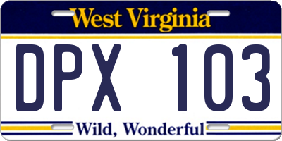 WV license plate DPX103