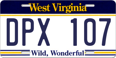WV license plate DPX107