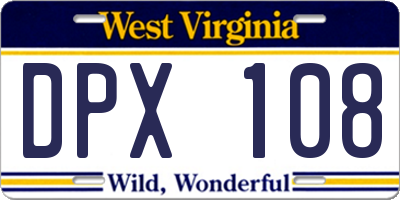 WV license plate DPX108