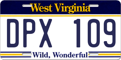 WV license plate DPX109