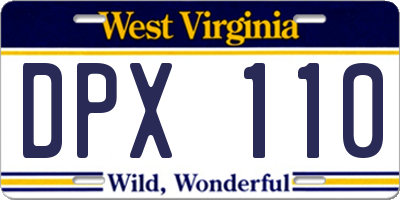 WV license plate DPX110