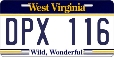 WV license plate DPX116