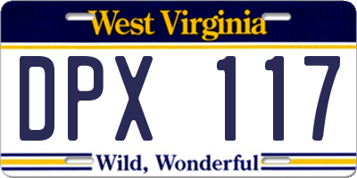 WV license plate DPX117