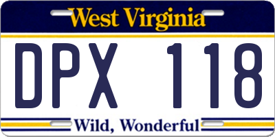 WV license plate DPX118