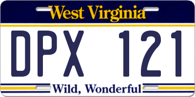 WV license plate DPX121