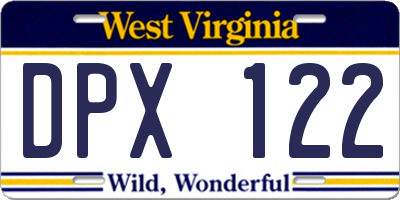 WV license plate DPX122