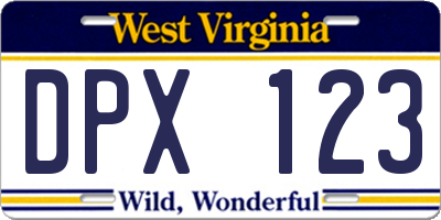WV license plate DPX123
