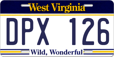 WV license plate DPX126