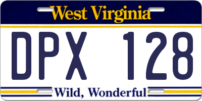 WV license plate DPX128
