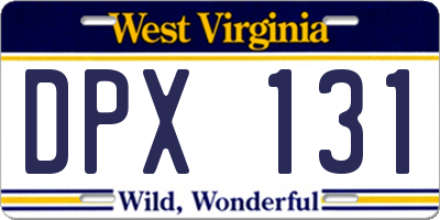 WV license plate DPX131