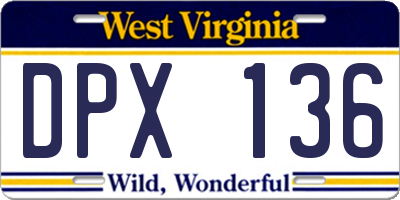WV license plate DPX136