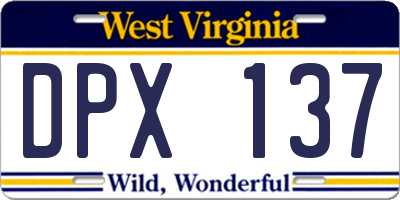 WV license plate DPX137