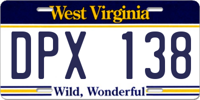 WV license plate DPX138