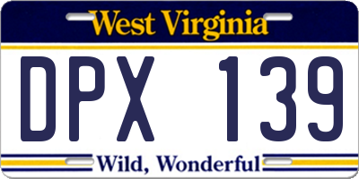 WV license plate DPX139