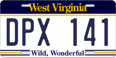 WV license plate DPX141