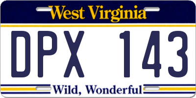 WV license plate DPX143