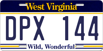 WV license plate DPX144