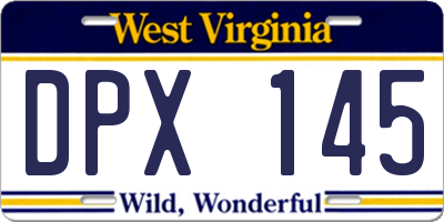 WV license plate DPX145