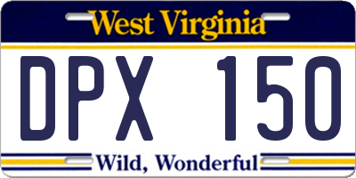 WV license plate DPX150