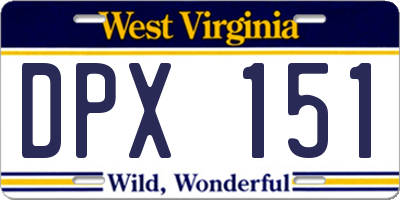 WV license plate DPX151