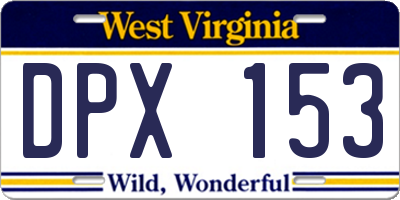 WV license plate DPX153