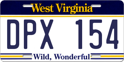 WV license plate DPX154