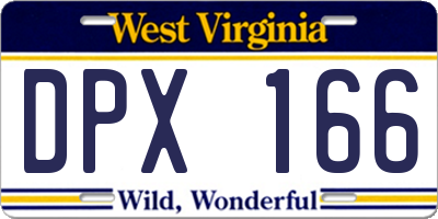 WV license plate DPX166