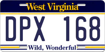 WV license plate DPX168