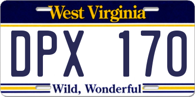 WV license plate DPX170