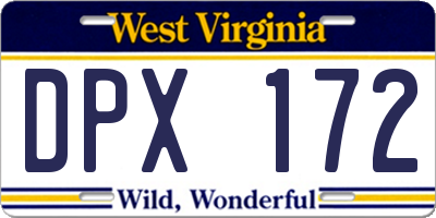 WV license plate DPX172