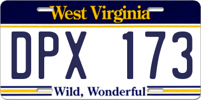 WV license plate DPX173