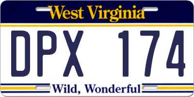 WV license plate DPX174