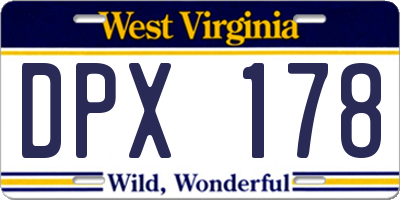 WV license plate DPX178