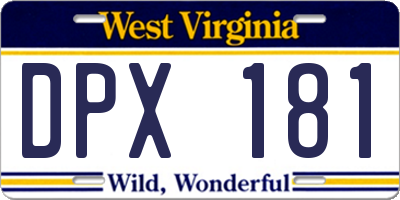 WV license plate DPX181